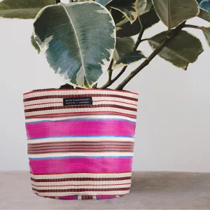 Large Eco Woven Plant Pot - Neyron Pink, Pompadour & Pearl