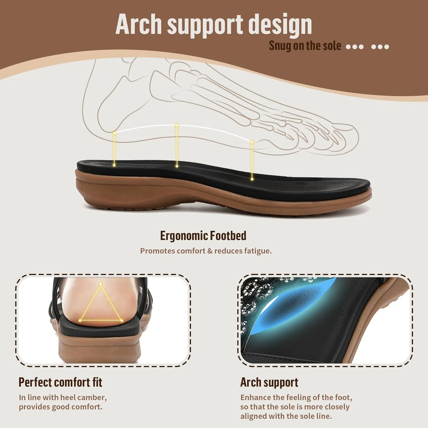 Littleplum Womens Sandals Arch Support Slingback Rhinestone Dressy Sandals Comfort Summer Shoes Ankle Strap Elastic Flats for Beach Walking