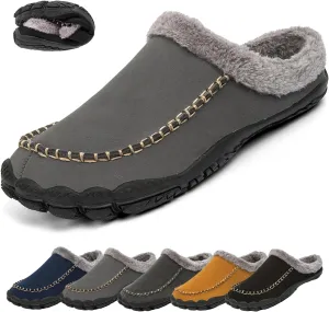 Lossarye Men's Winter Warm Moccasin Slippers,Slip-on Memory Foam Lightweight Anti-Slip Cozy Fuzzy House Slippers Wide Indoor Outdoor Shoes