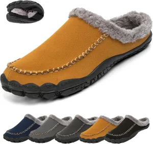 Lossarye Men's Winter Warm Moccasin Slippers,Slip-on Memory Foam Lightweight Anti-Slip Cozy Fuzzy House Slippers Wide Indoor Outdoor Shoes