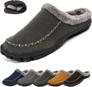 Lossarye Men's Winter Warm Moccasin Slippers,Slip-on Memory Foam Lightweight Anti-Slip Cozy Fuzzy House Slippers Wide Indoor Outdoor Shoes
