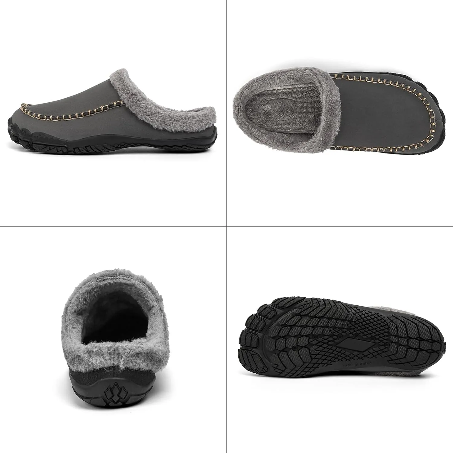 Lossarye Men's Winter Warm Moccasin Slippers,Slip-on Memory Foam Lightweight Anti-Slip Cozy Fuzzy House Slippers Wide Indoor Outdoor Shoes