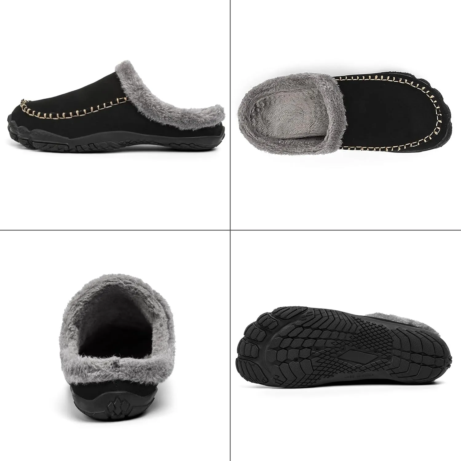 Lossarye Men's Winter Warm Moccasin Slippers,Slip-on Memory Foam Lightweight Anti-Slip Cozy Fuzzy House Slippers Wide Indoor Outdoor Shoes