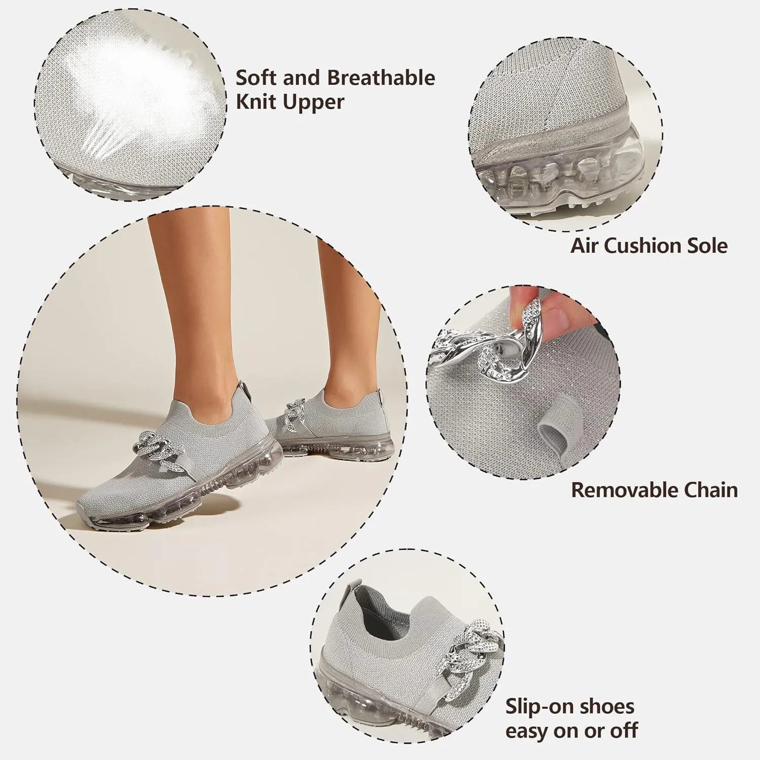 LUCKY STEP Women Air Cushion Fashion Sneakers Breathable Casual Comfortable Lightweight Walking Shoes