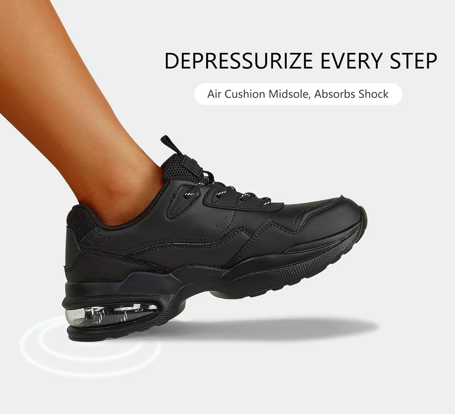 LUCKY STEP Womens Air Cushion Fashion Sneakers Platform Casual Walking Resistant Tennis Shoes Hologram Leather Comfortable Travel Sneakers