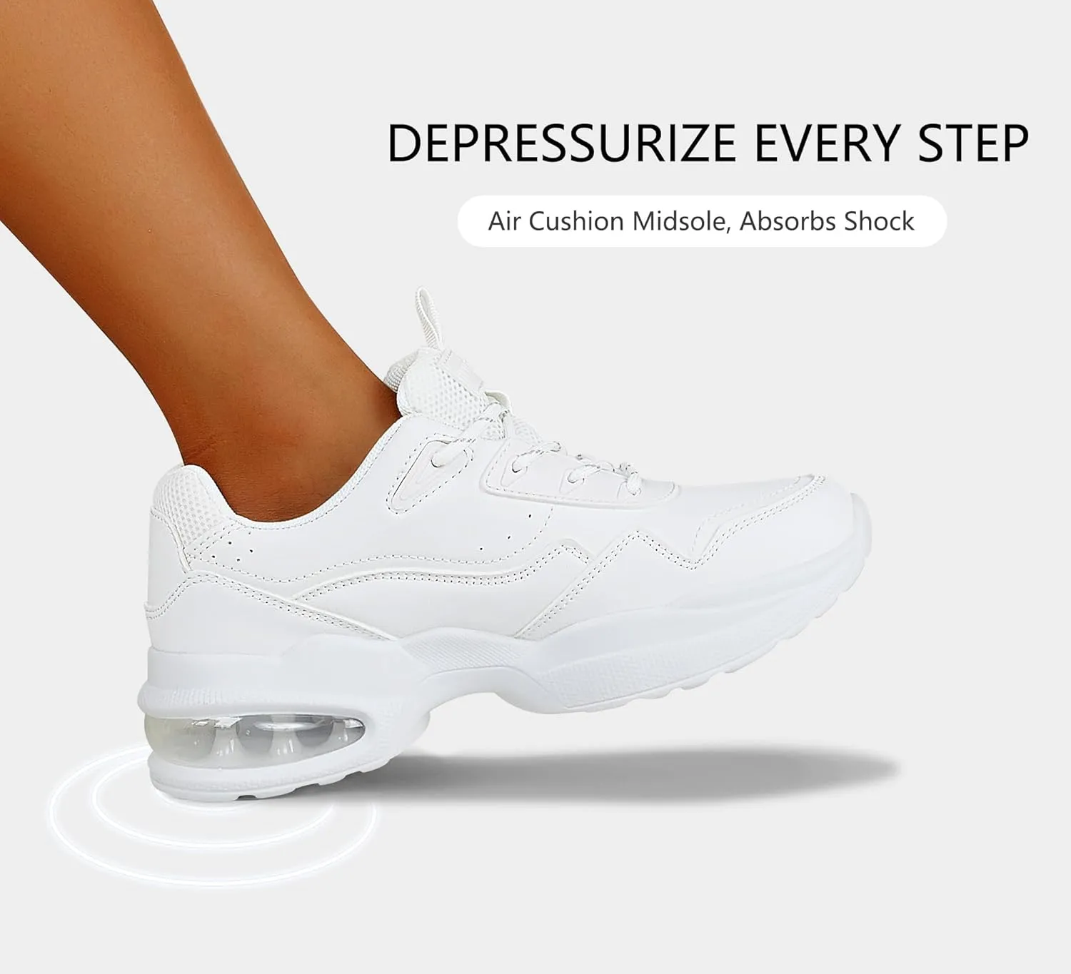 LUCKY STEP Womens Air Cushion Fashion Sneakers Platform Casual Walking Resistant Tennis Shoes Hologram Leather Comfortable Travel Sneakers