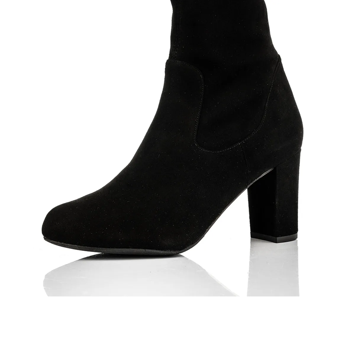 Lydia Extra Wide Width Knee High Boots - Black Suede