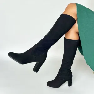 Lydia Extra Wide Width Knee High Boots - Black Suede