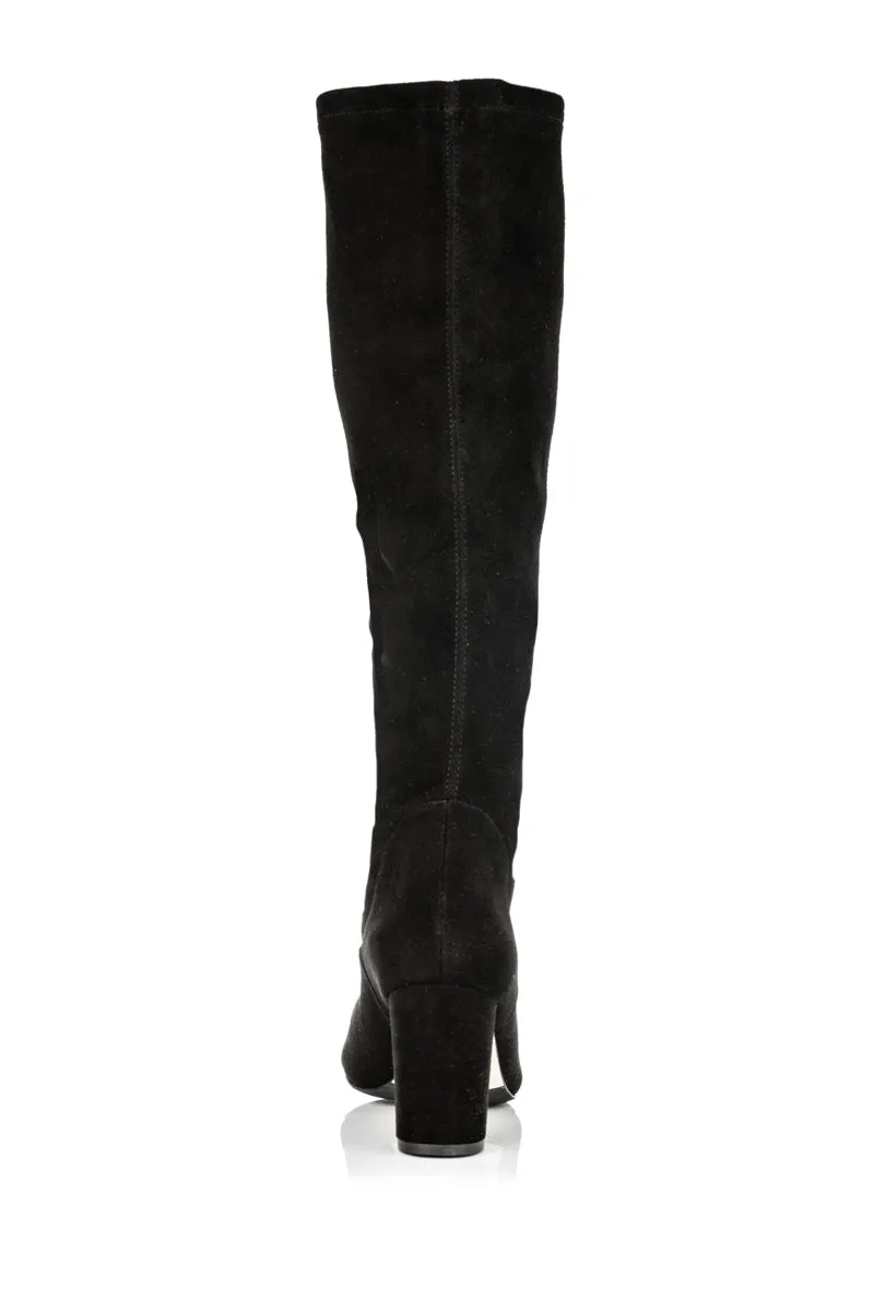 Lydia Extra Wide Width Knee High Boots - Black Suede