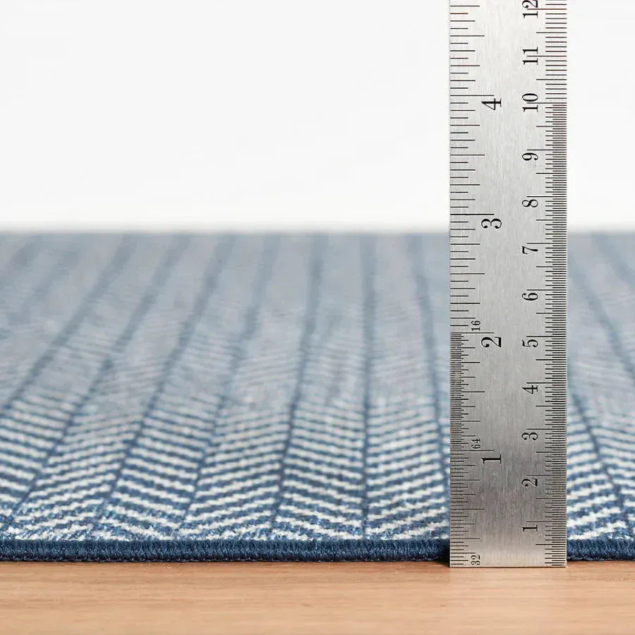 Machine Washable Rug - Herringbone Navy*