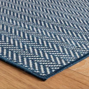Machine Washable Rug - Herringbone Navy*