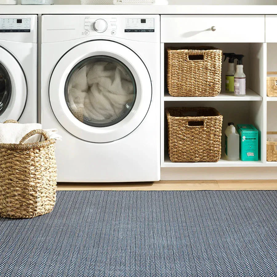 Machine Washable Rug - Herringbone Navy*