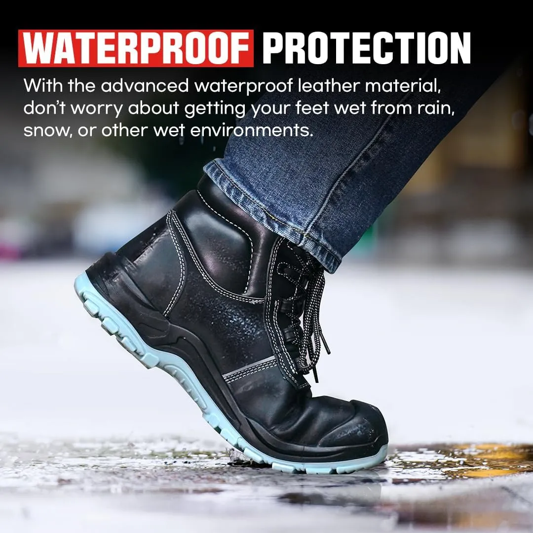 MAGPIE Premium Steel Toe Work Boots for Men, Waterproof & Slip Resistant Safety Shoes