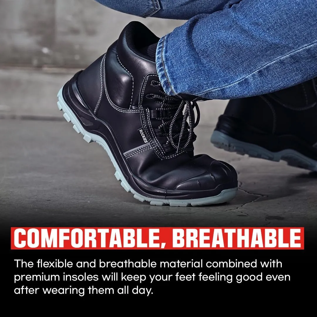 MAGPIE Premium Steel Toe Work Boots for Men, Waterproof & Slip Resistant Safety Shoes