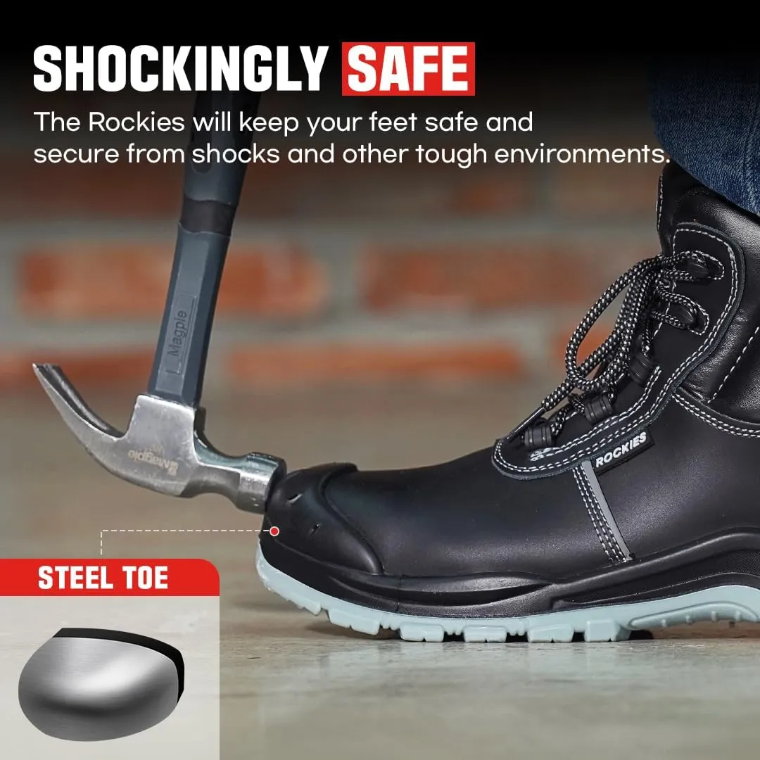 MAGPIE Premium Steel Toe Work Boots for Men, Waterproof & Slip Resistant Safety Shoes