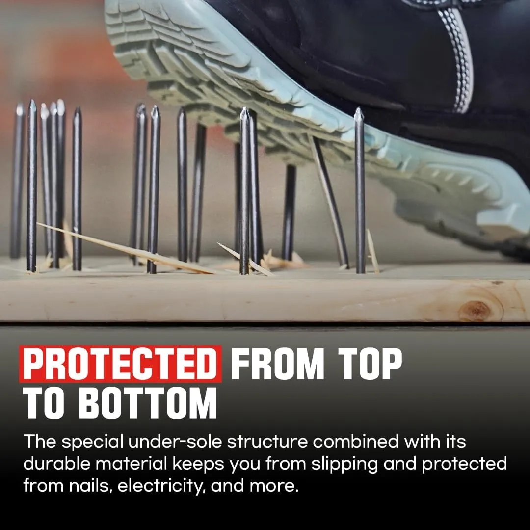 MAGPIE Premium Steel Toe Work Boots for Men, Waterproof & Slip Resistant Safety Shoes