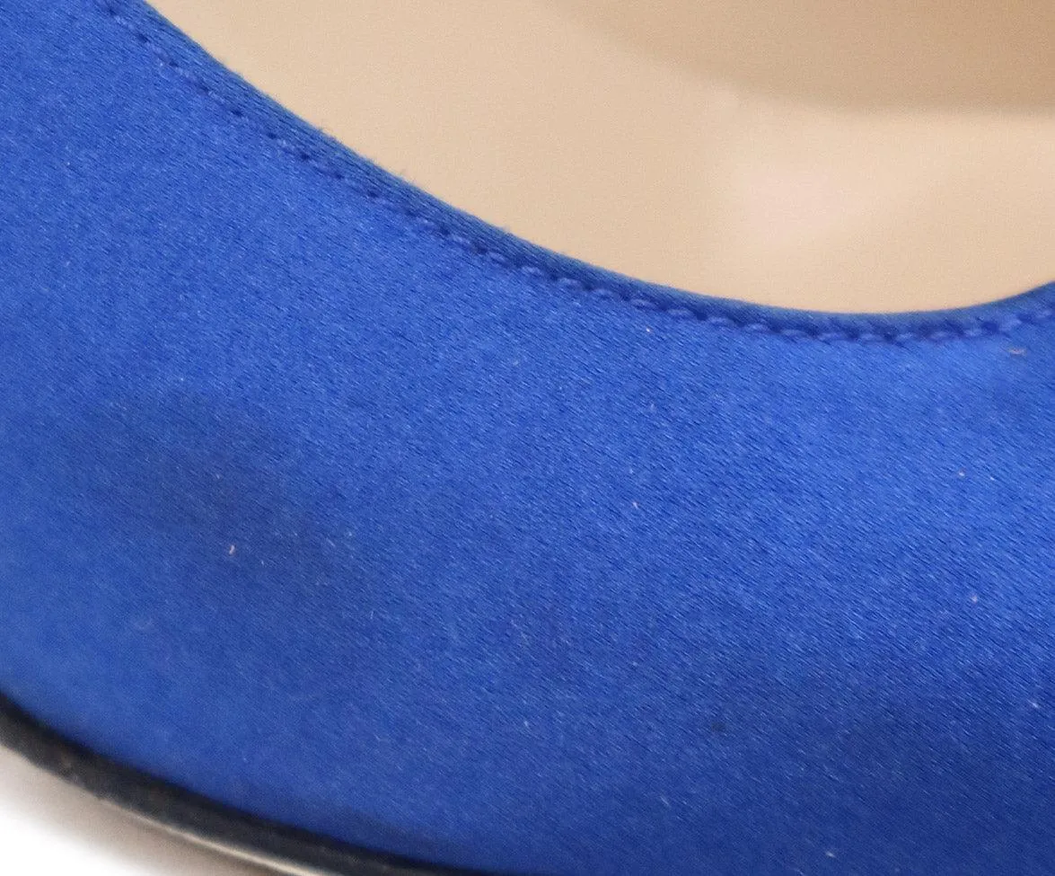 Manolo Blahnik Blue Satin Rhinestone Heels sz 9