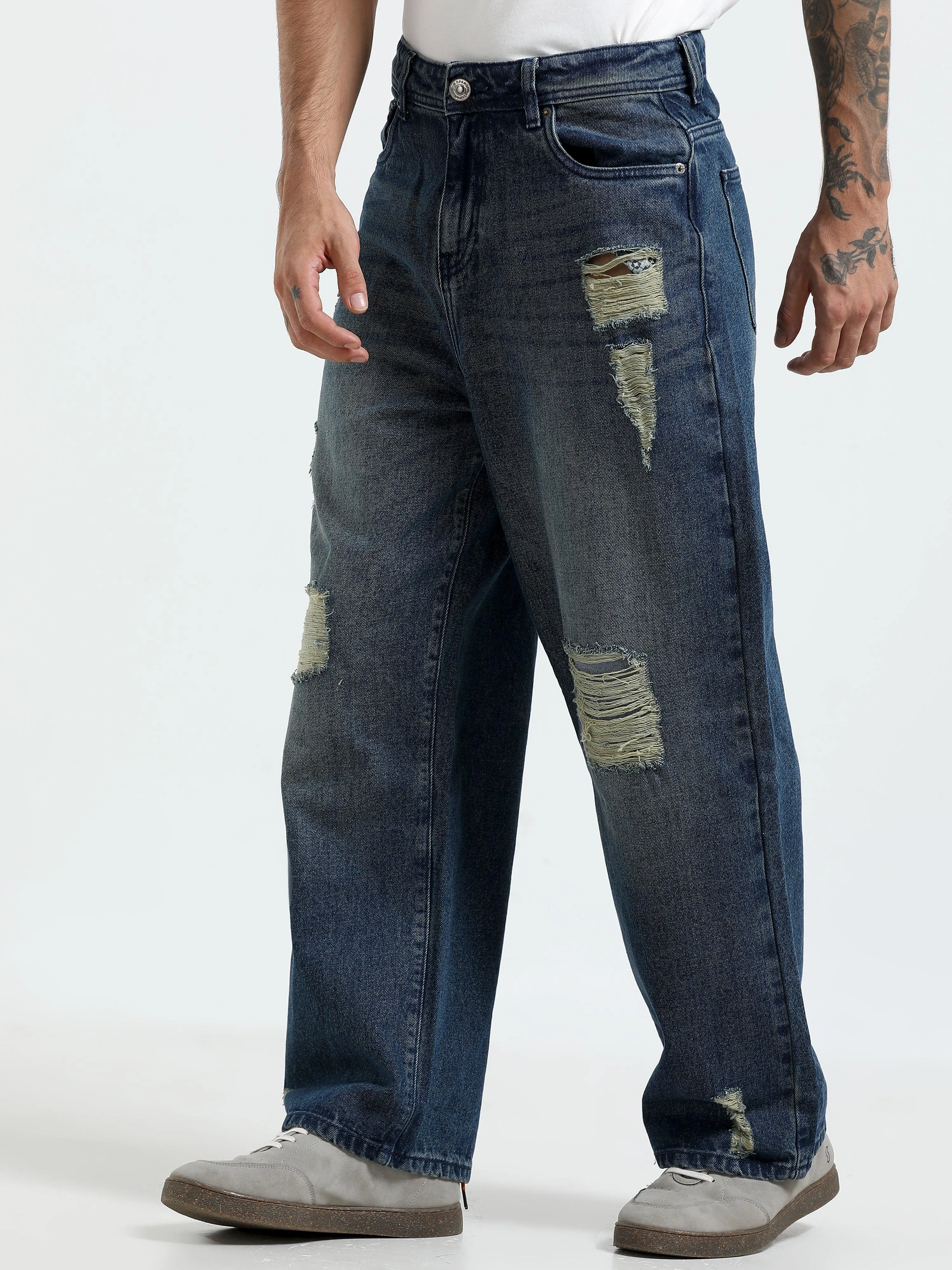 Mara Loose Jeans - Blue Patch