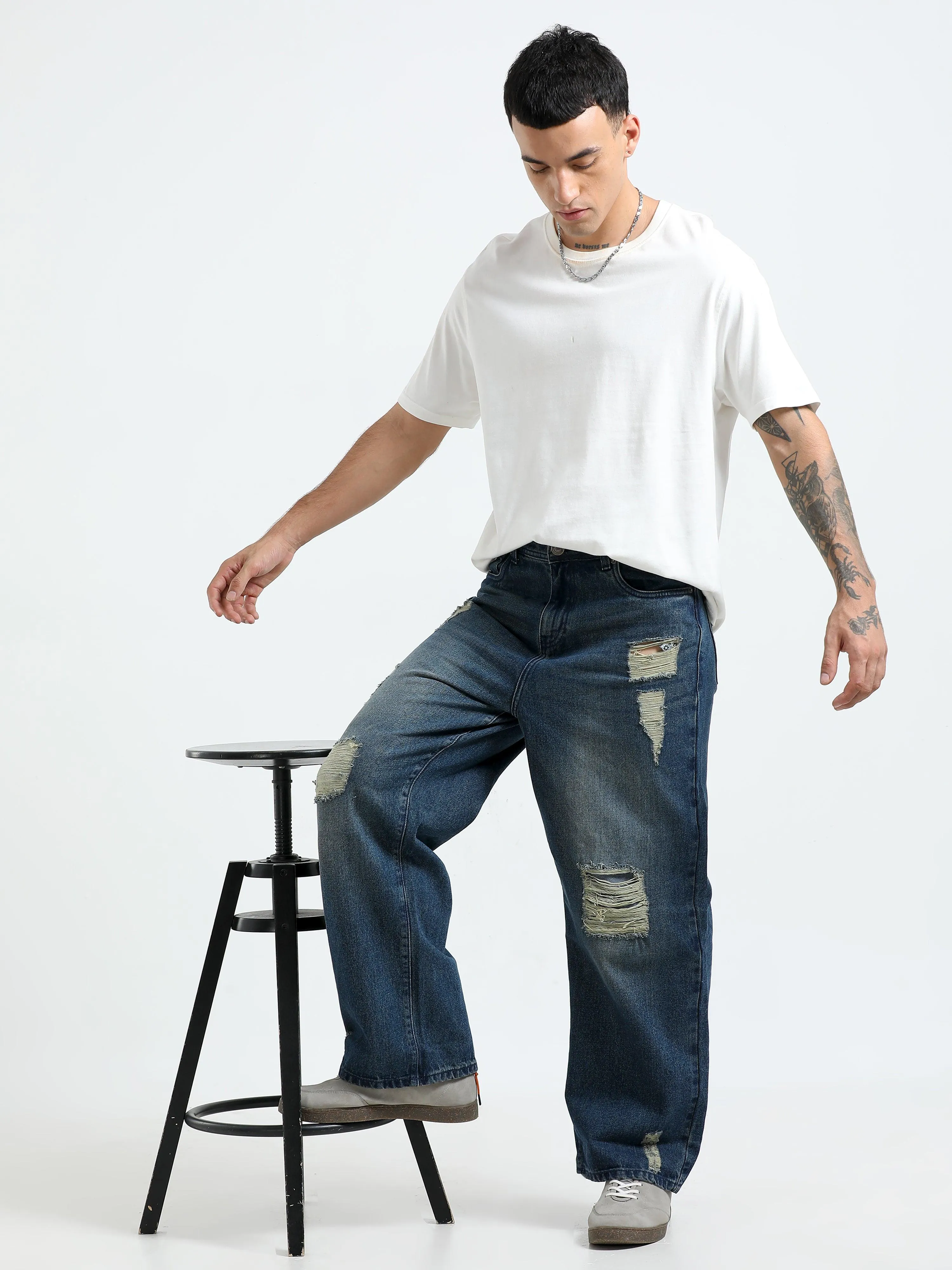 Mara Loose Jeans - Blue Patch