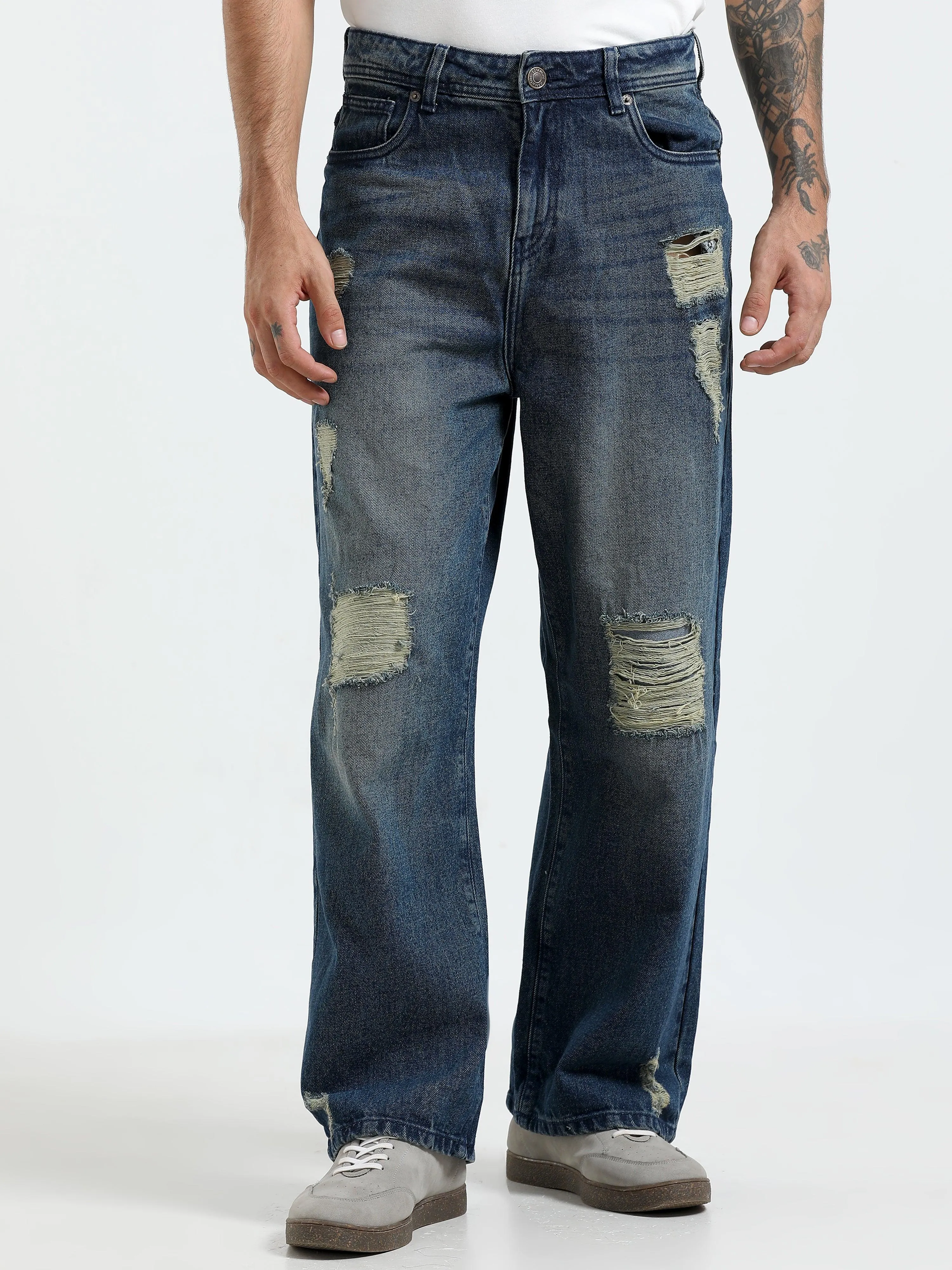 Mara Loose Jeans - Blue Patch
