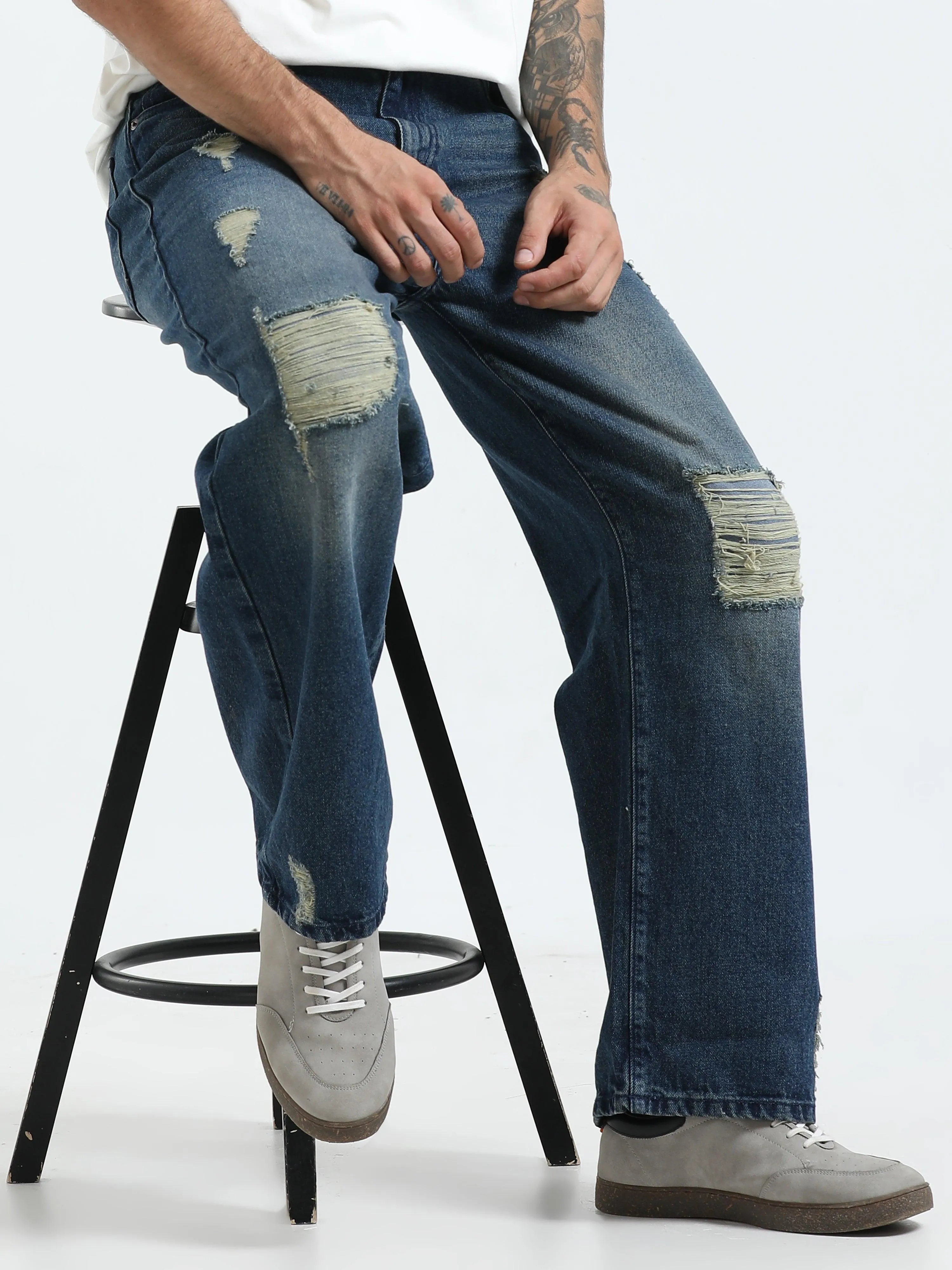 Mara Loose Jeans - Blue Patch