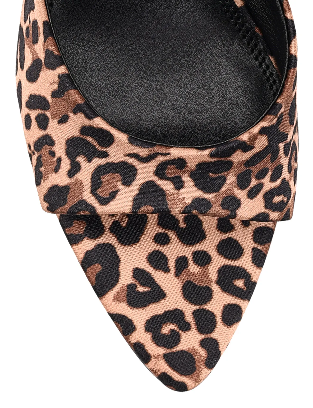 Margot Point Toe Mules - Leopard Satin