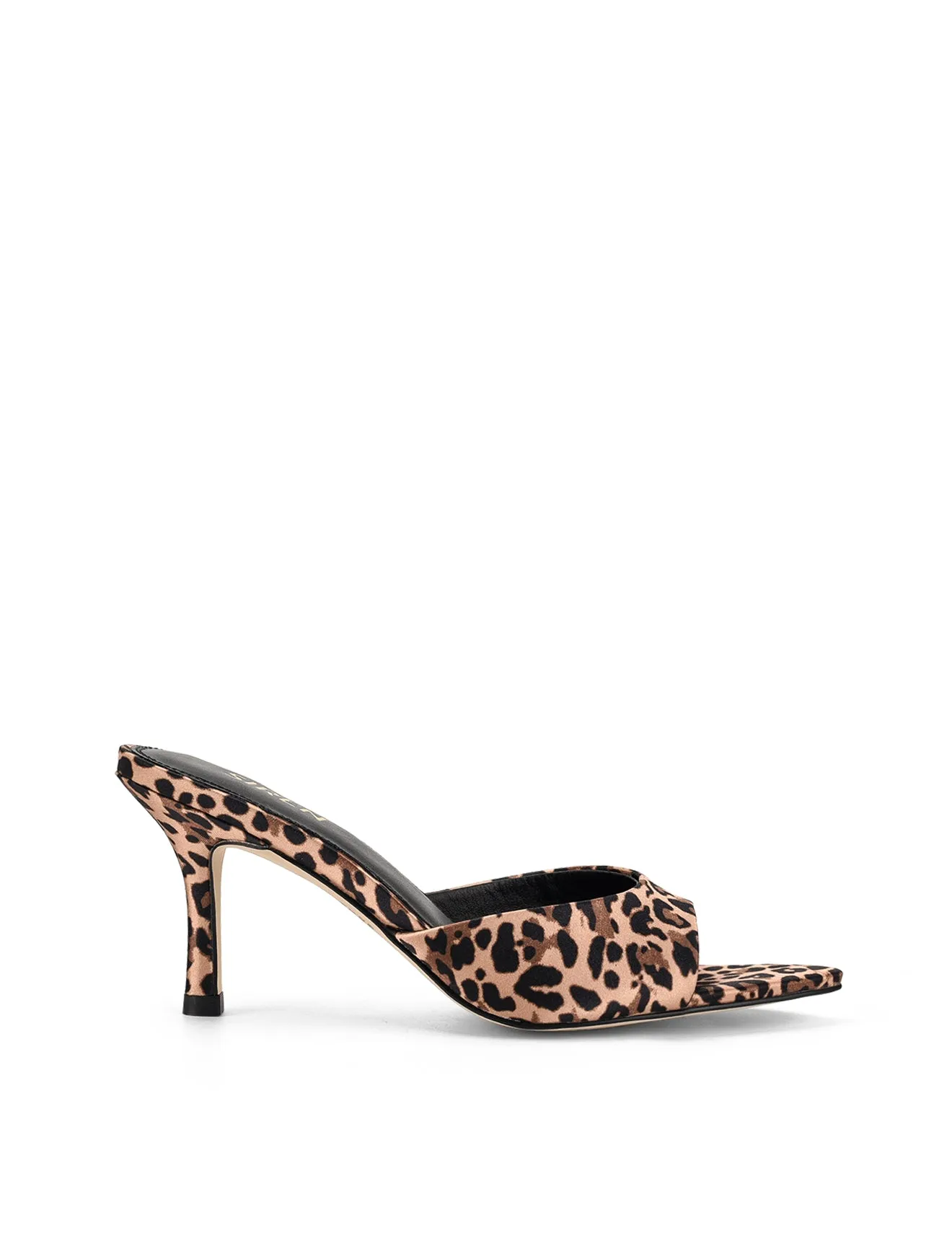 Margot Point Toe Mules - Leopard Satin