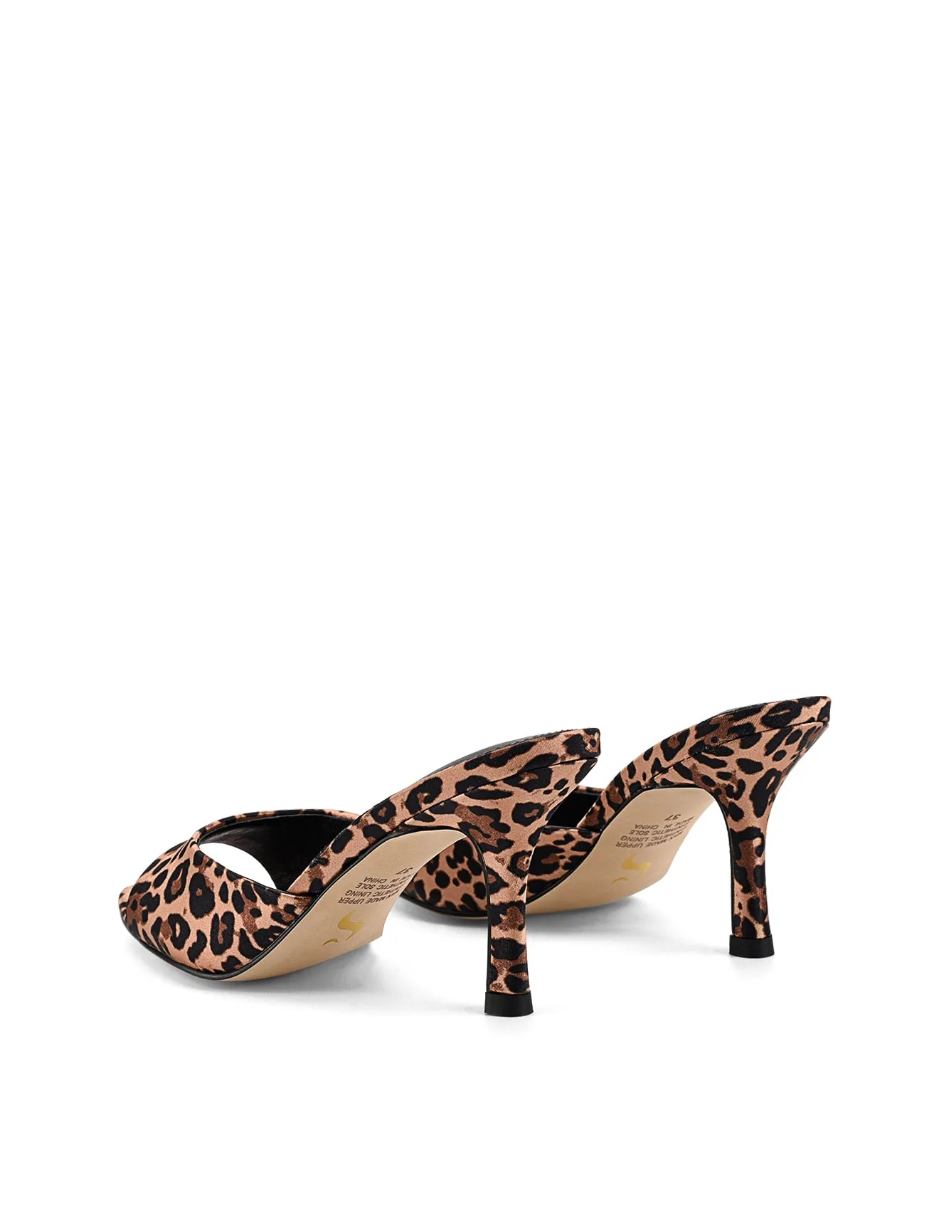 Margot Point Toe Mules - Leopard Satin