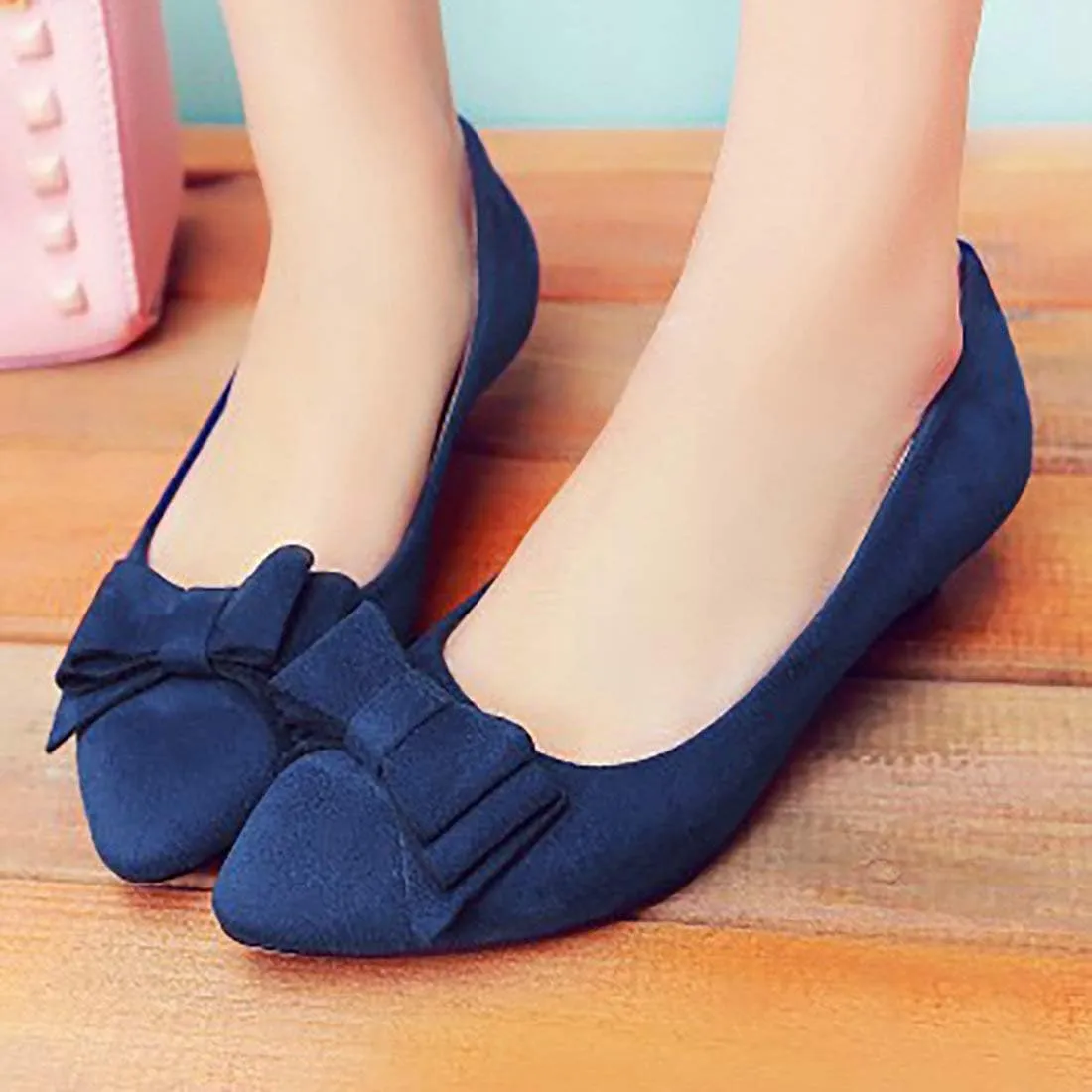 MAVMAX Women's Kitten Heel Pointed Toe Pumps with Bow Comfortable Shoes