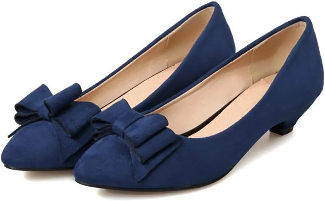 MAVMAX Women's Kitten Heel Pointed Toe Pumps with Bow Comfortable Shoes