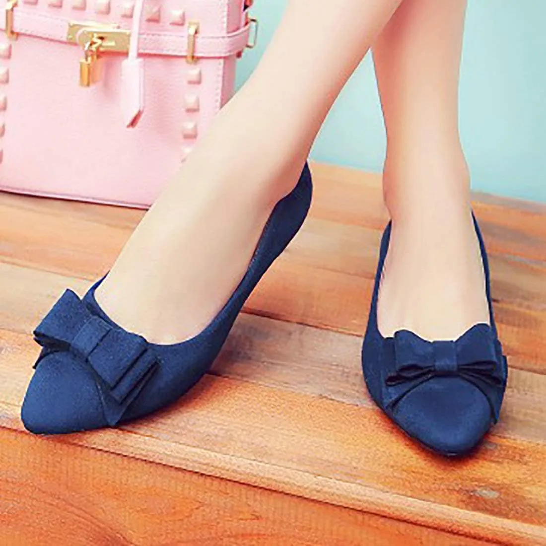 MAVMAX Women's Kitten Heel Pointed Toe Pumps with Bow Comfortable Shoes