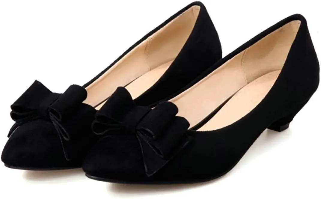 MAVMAX Women's Kitten Heel Pointed Toe Pumps with Bow Comfortable Shoes