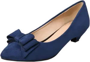 MAVMAX Women's Kitten Heel Pointed Toe Pumps with Bow Comfortable Shoes