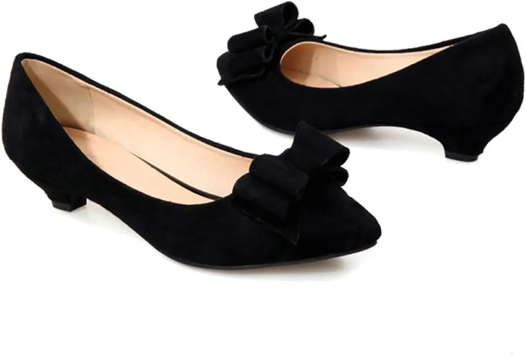 MAVMAX Women's Kitten Heel Pointed Toe Pumps with Bow Comfortable Shoes