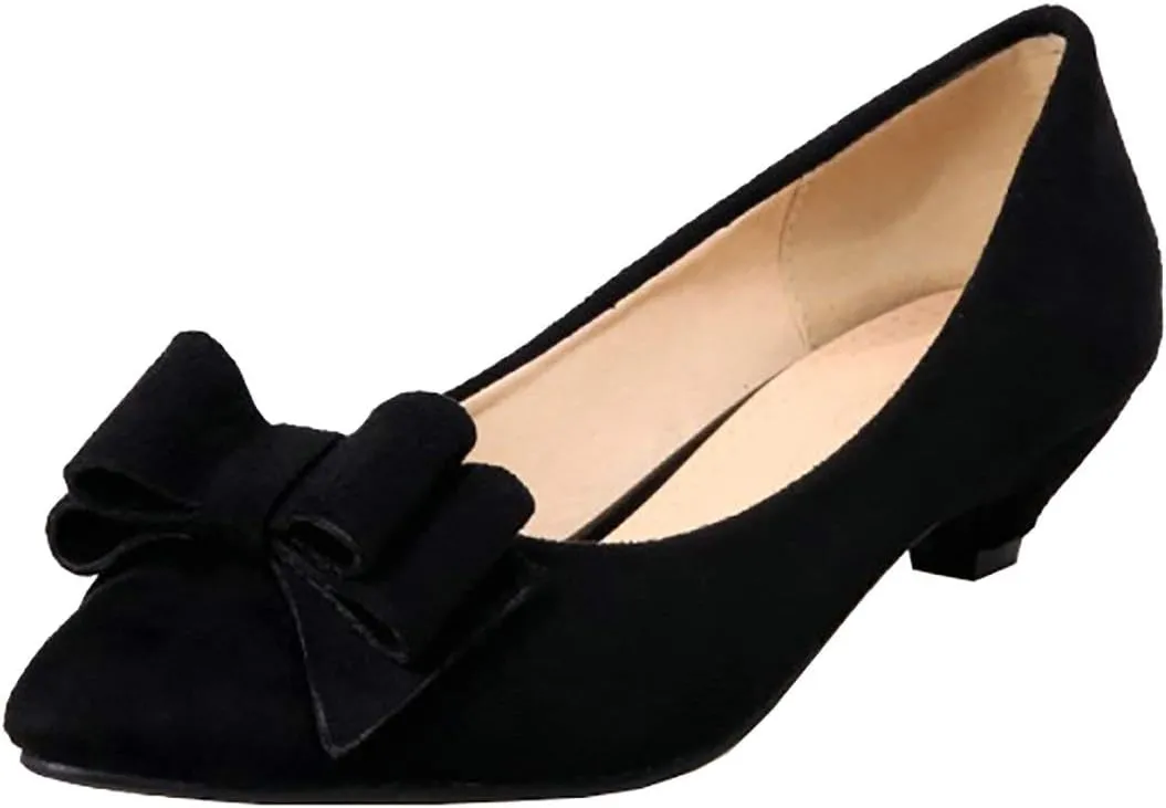 MAVMAX Women's Kitten Heel Pointed Toe Pumps with Bow Comfortable Shoes