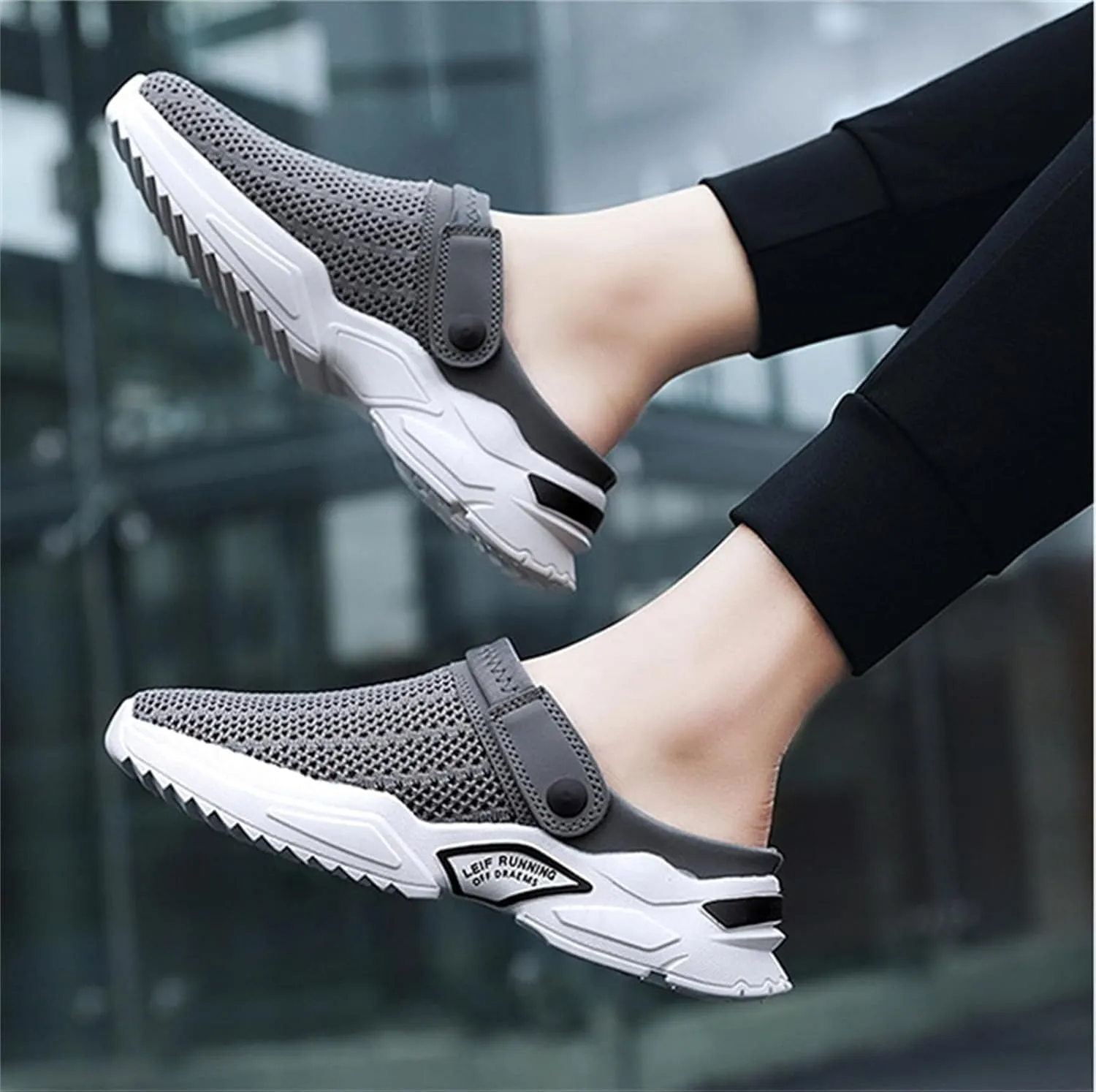 Men s orthopedic hollow-out summer sandalsThick Sole Slip-On Knitted ClogsBreathable Knitted Mesh Sandals with Arch Support