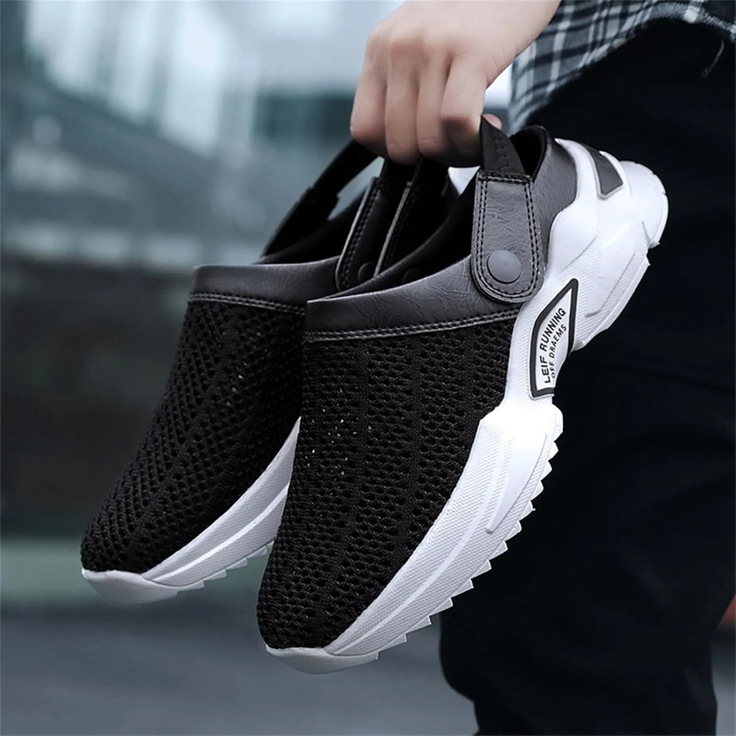 Men s orthopedic hollow-out summer sandalsThick Sole Slip-On Knitted ClogsBreathable Knitted Mesh Sandals with Arch Support