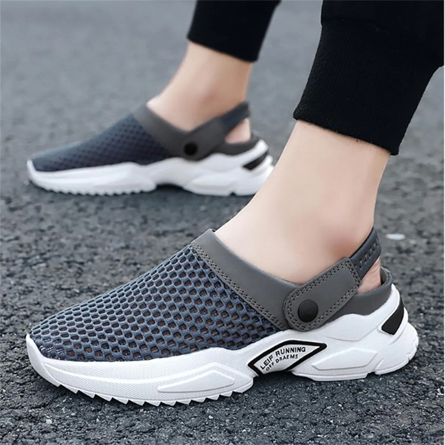 Men s orthopedic hollow-out summer sandalsThick Sole Slip-On Knitted ClogsBreathable Knitted Mesh Sandals with Arch Support
