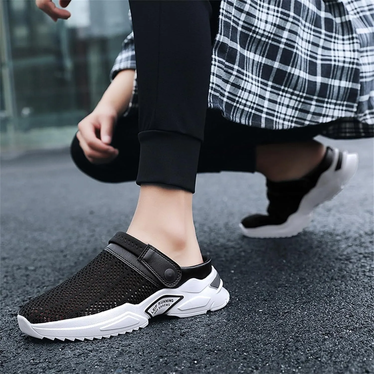 Men s orthopedic hollow-out summer sandalsThick Sole Slip-On Knitted ClogsBreathable Knitted Mesh Sandals with Arch Support