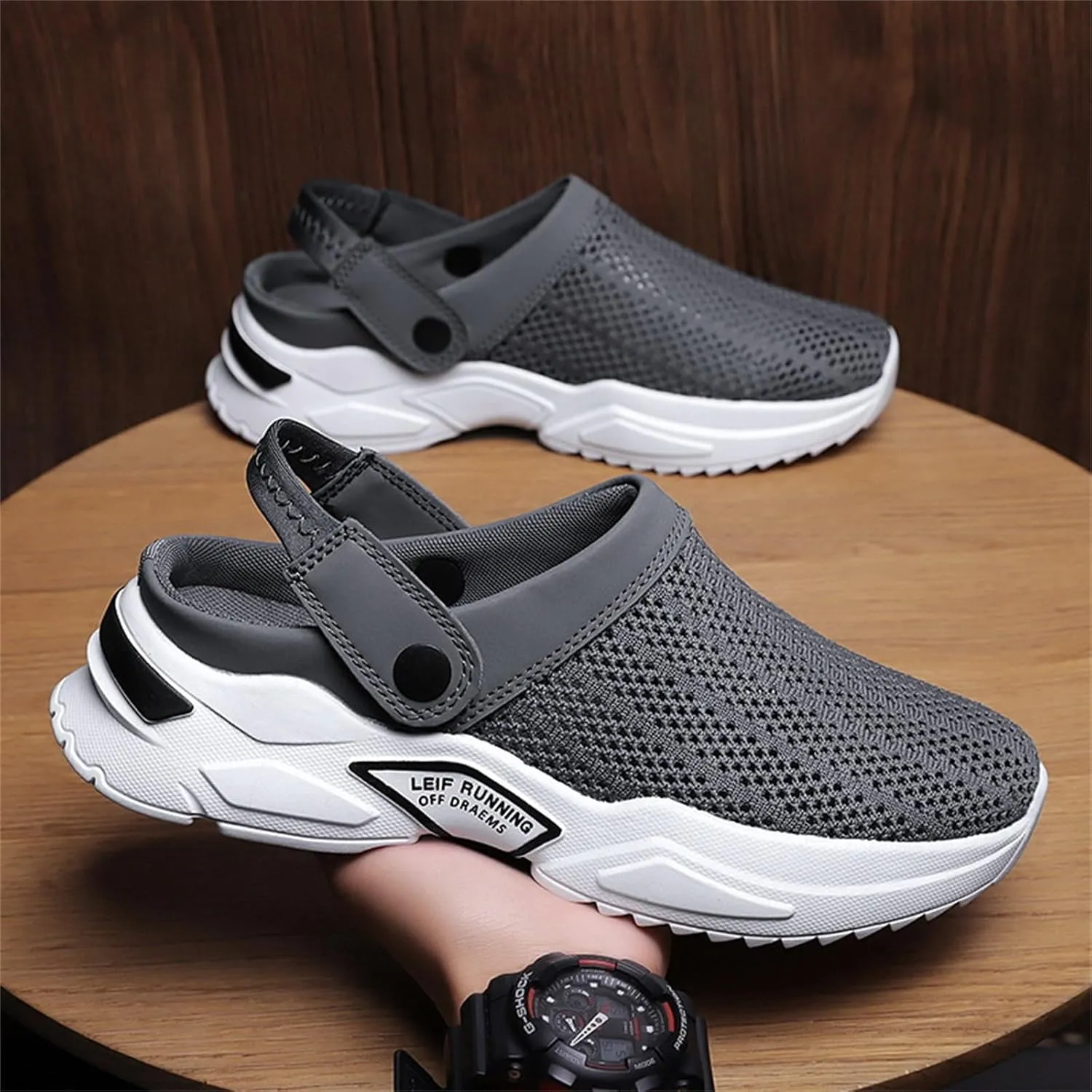 Men s orthopedic hollow-out summer sandalsThick Sole Slip-On Knitted ClogsBreathable Knitted Mesh Sandals with Arch Support