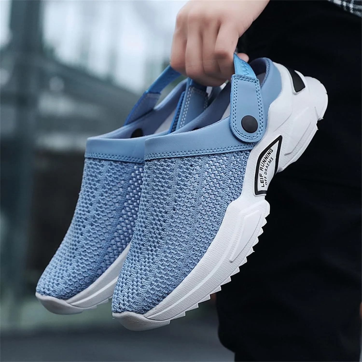 Men s orthopedic hollow-out summer sandalsThick Sole Slip-On Knitted ClogsBreathable Knitted Mesh Sandals with Arch Support