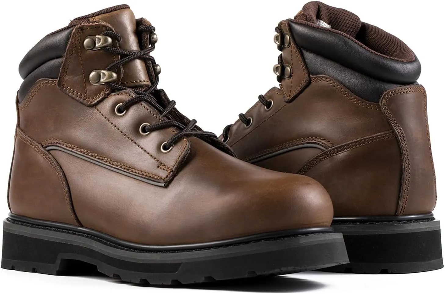 Mens 6" Heavy Duty Steel Toe Work Boots for Men, Comfortable, Goodyear Welt, Crazy Horse Leather, Oil/Slip Resistant, Construction Boots, 84704