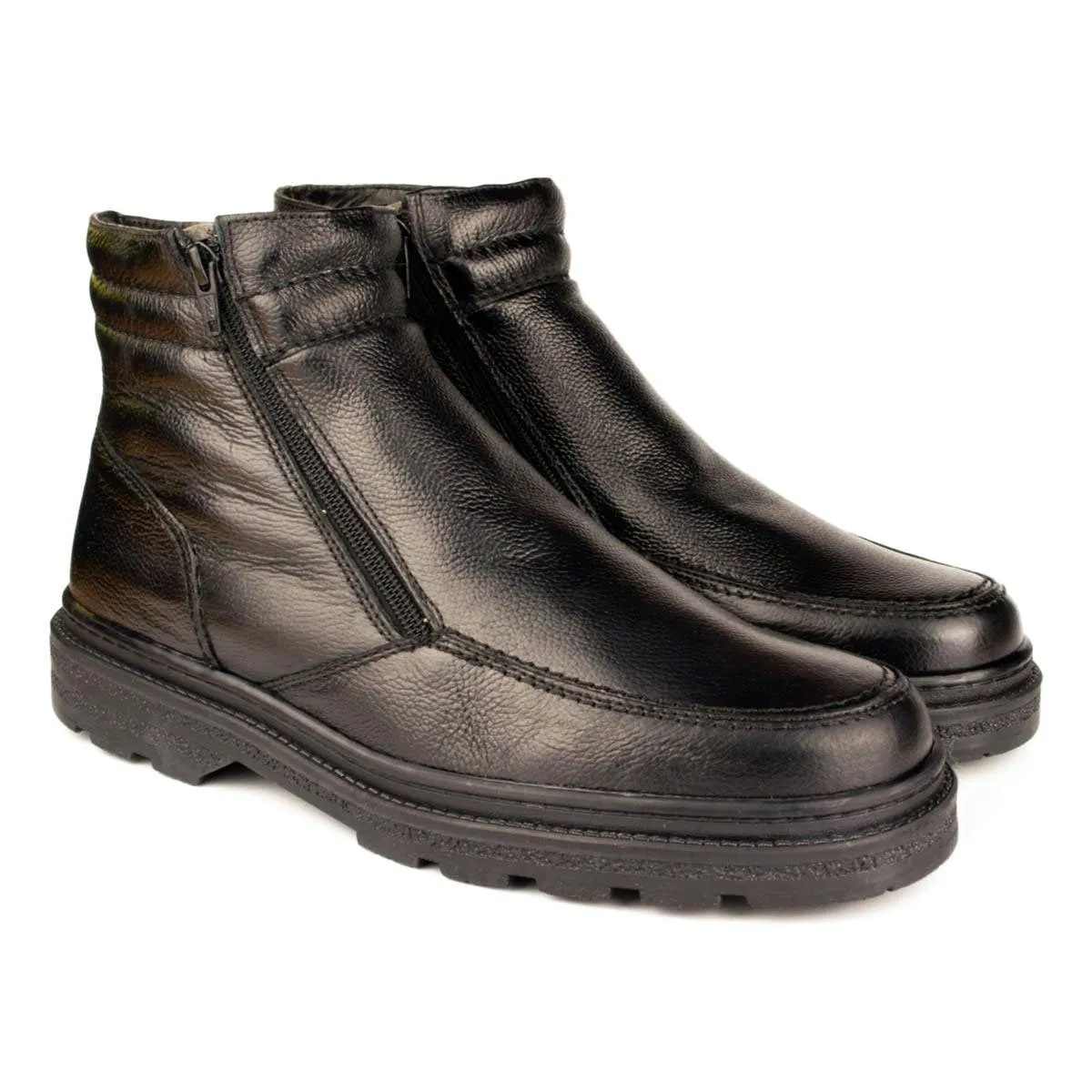 Mens Black Twin Zip Up Boot