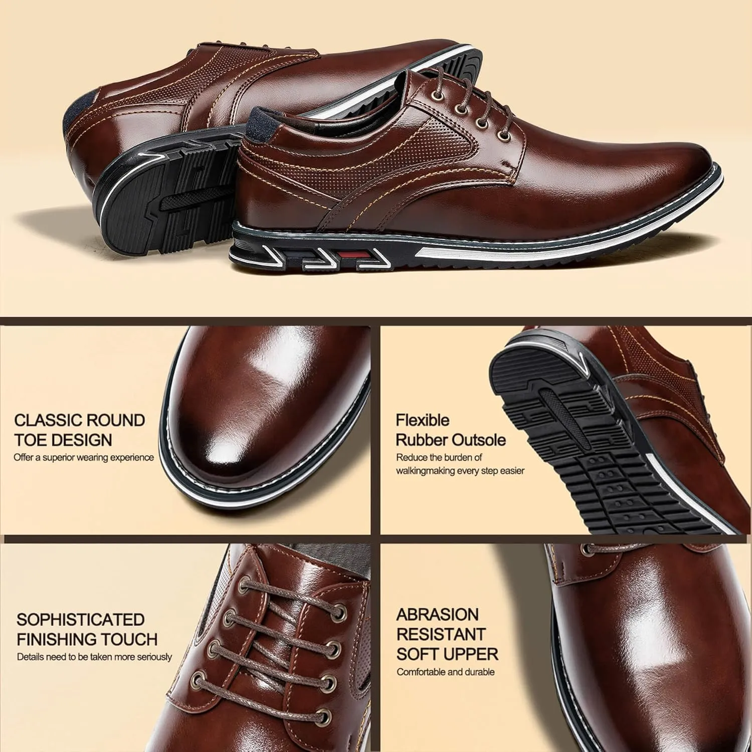 Men's Casual Dress Shoes Comfortable Fashion Dress Sneakers Men Office Classic Mens Oxfords Leather Business Casual Shoes Formal