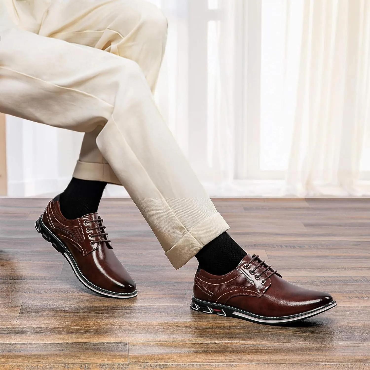 Men's Casual Dress Shoes Comfortable Fashion Dress Sneakers Men Office Classic Mens Oxfords Leather Business Casual Shoes Formal