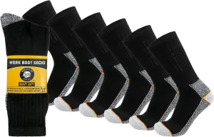 Mens Heavy Duty Steel Toe Work Cotton Socks, Thick Triple Cushioned Crew Socks