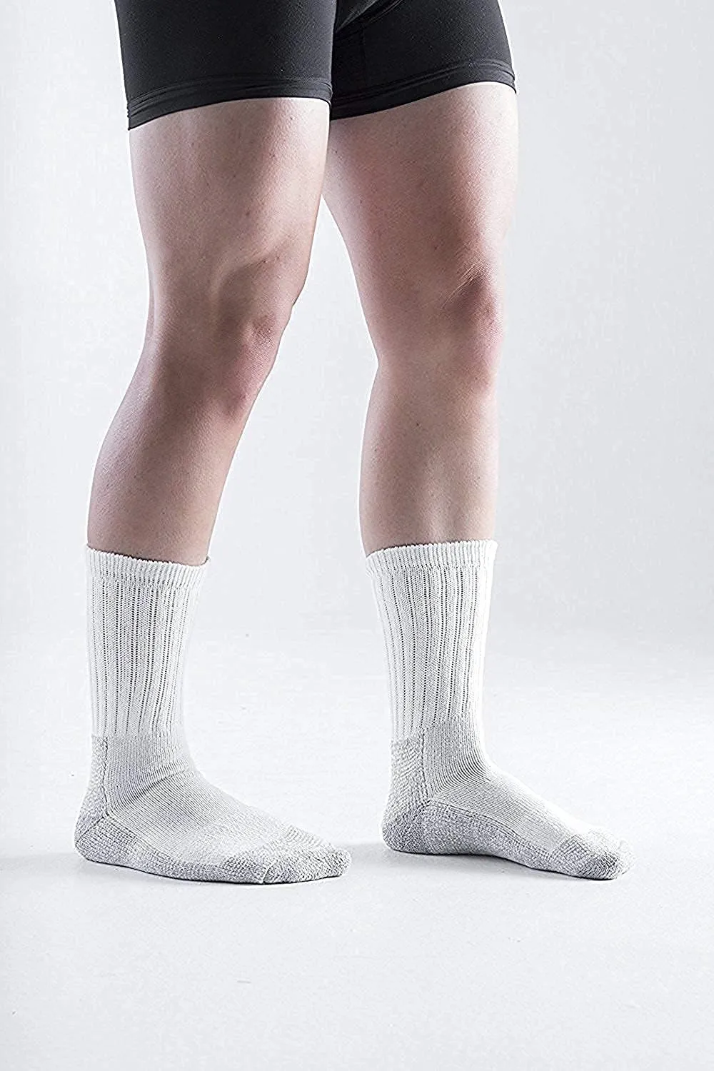 Mens Heavy Duty Steel Toe Work Cotton Socks, Thick Triple Cushioned Crew Socks