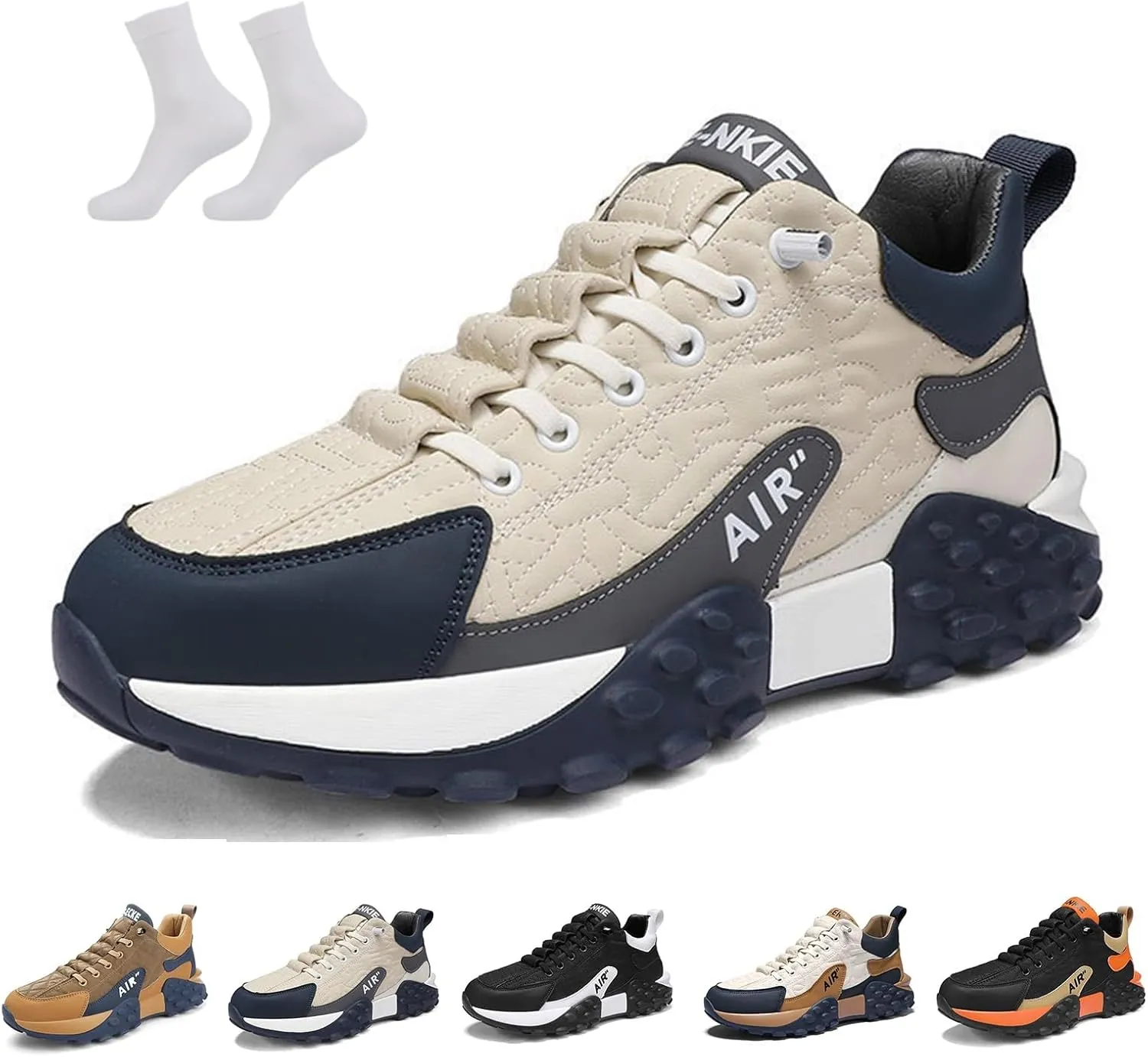 Men's Orthopedic Comfort Sneaker 2025 Casual Waterproof Breathable Non Slip Slip-On Lightweight Tennis Sneaker Orthopedic Walking Running Shoes Arch Support(Beige,US 11)