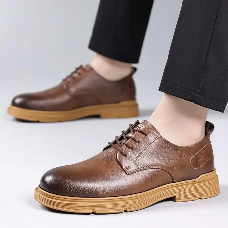 Men's Oxfords Shoes Mens Fashion Classic Lace Up Dress Shoes Breathable Leather Wingtip Brogue
