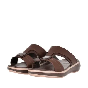 Mens Patterned Strap Arabic Sandals Brown